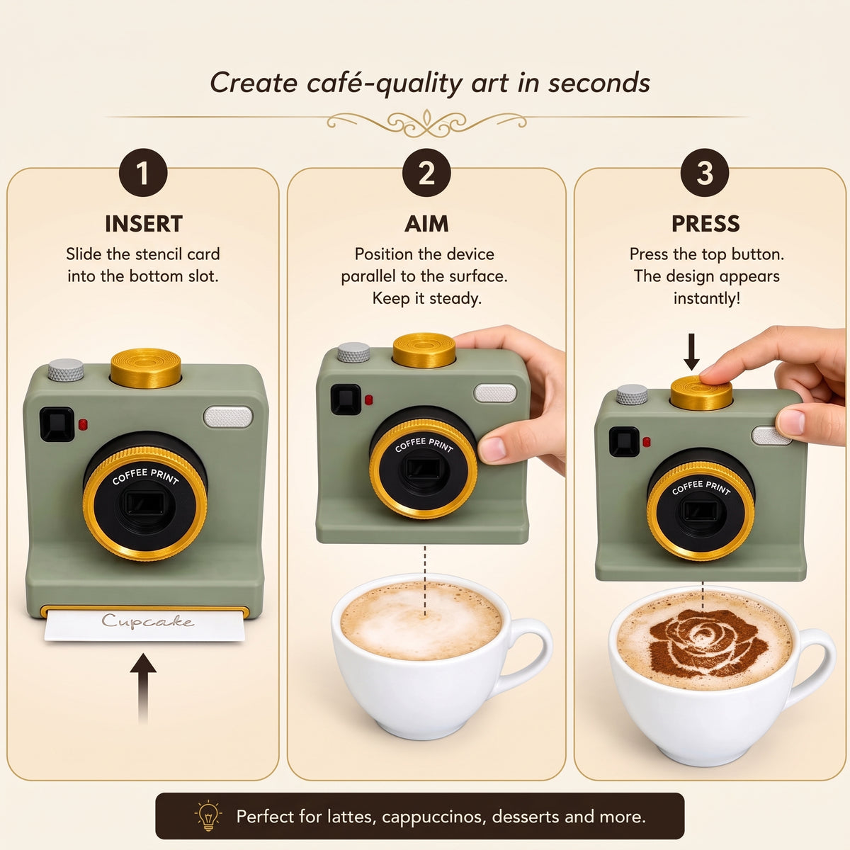 Café-Style Coffee Art in One Press